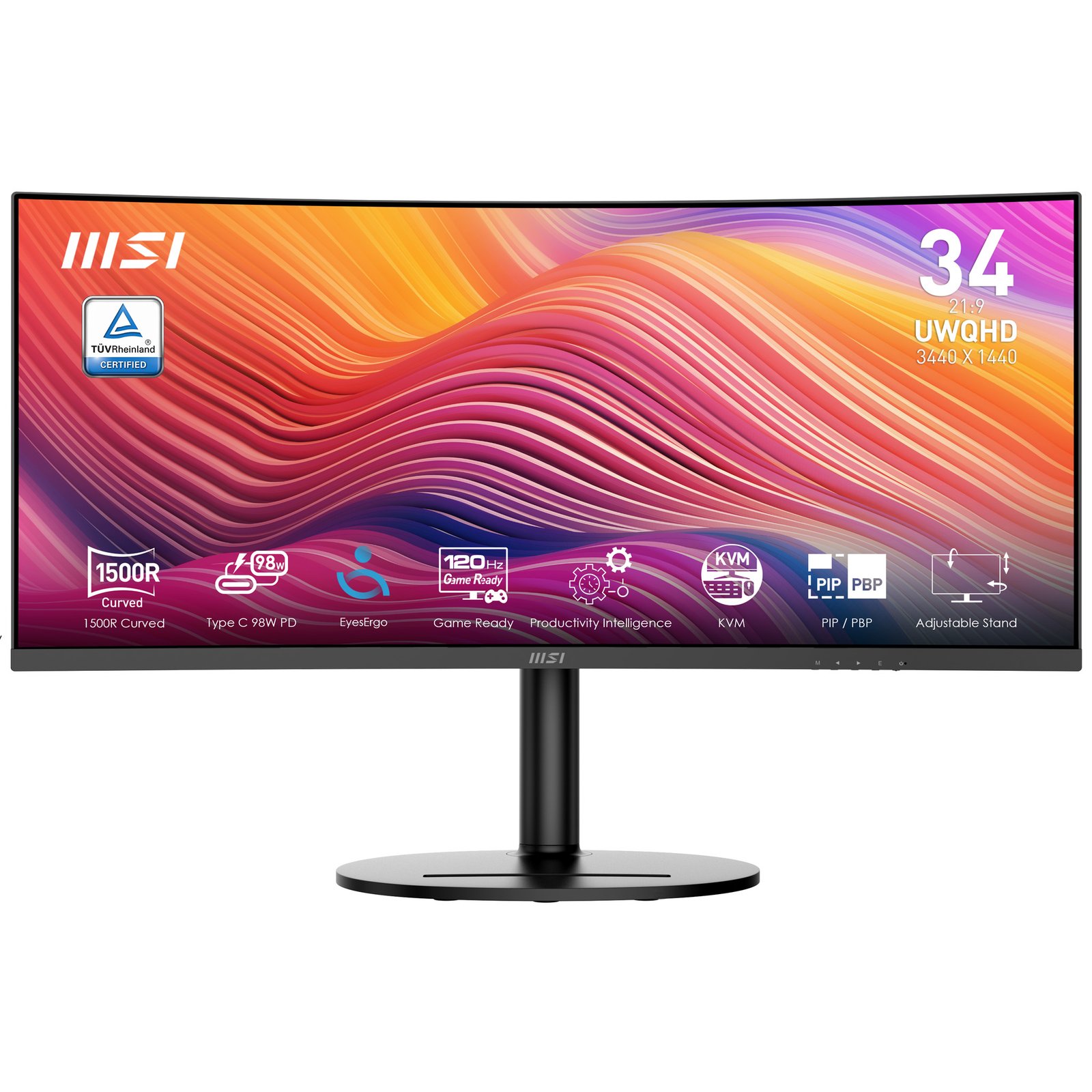 MSI Modern MD342CQP computer monitor 86.4 cm (34") 3440 x 1440 pixels UltraWide Quad HD LCD Black ModernMD342CQP