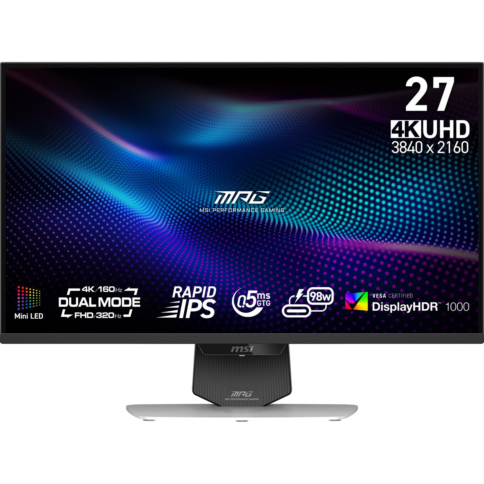 MSI MPG 274URDFW E16M computer monitor 68.6 cm (27") 3840 x 2160 pixels 4K Ultra HD LED Black, White MPG274URDFWE16M
