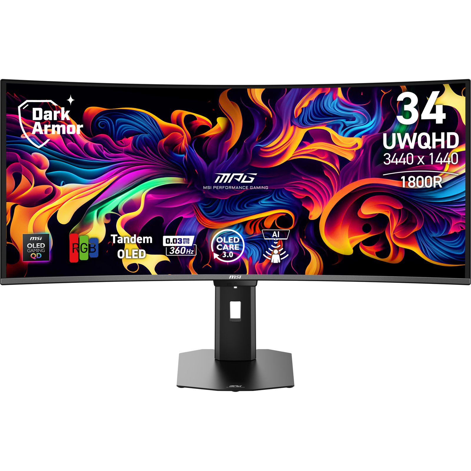 MSI MPG 341CQR QD-OLED X36 computer monitor 86.4 cm (34") 3440 x 1440 pixels UltraWide Quad HD Black MPG341CQRQDOLEDX36