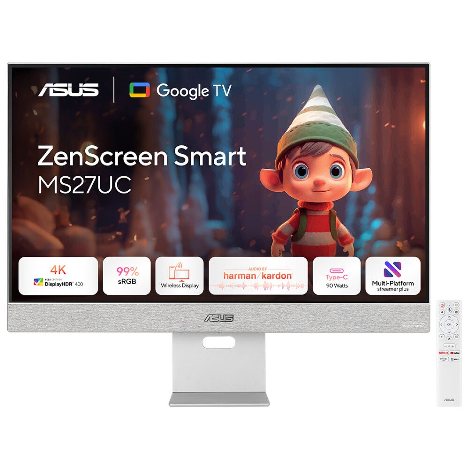 ASUS ZenScreen Smart Monitor MS27UC computer 68.6 cm (27") 3840 x 2160 pixels 4K Ultra HD LCD Grey