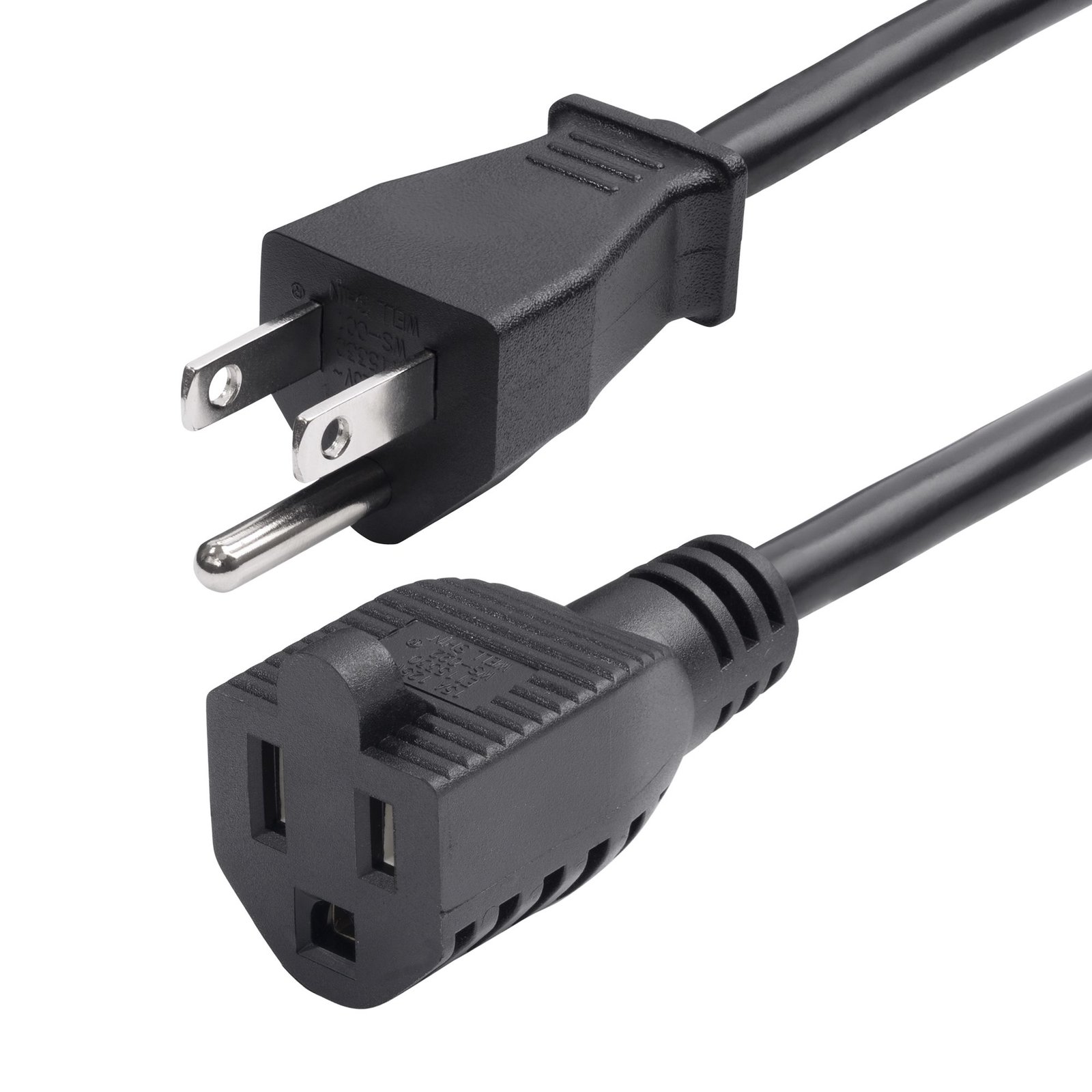 StarTech.com 10ft (3m) Power Extension Cord, NEMA 5-15P to 5-15R AC Cable, 10A 125V, 18AWG, Outlet 231A-8A00-POWER-CORD