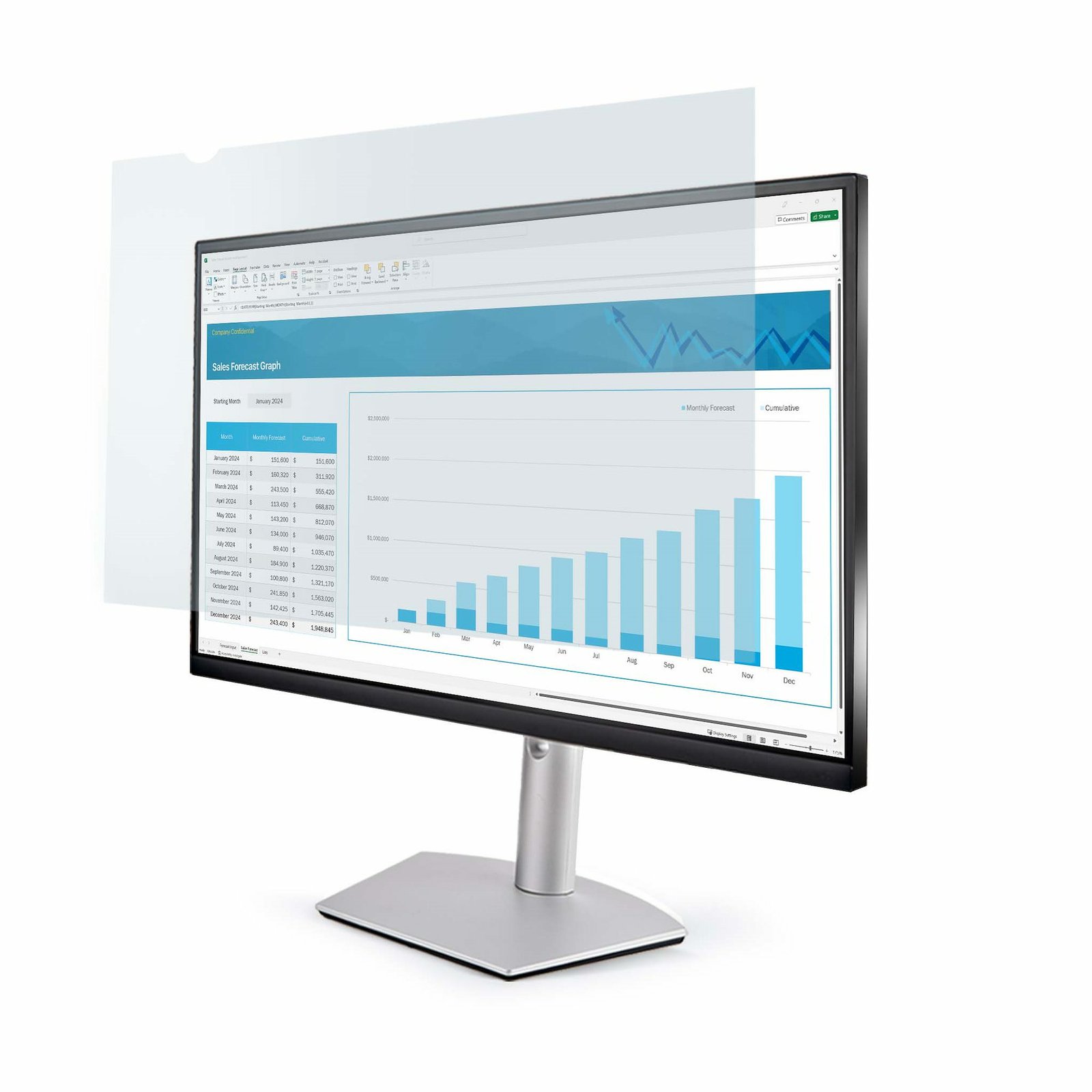 StarTech.com 24-inch 16:9 Anti-Blue Light Filter, BlueLight Screen for 24in Computer Monitor, 2469-ANTI-BLUE-LIGHT