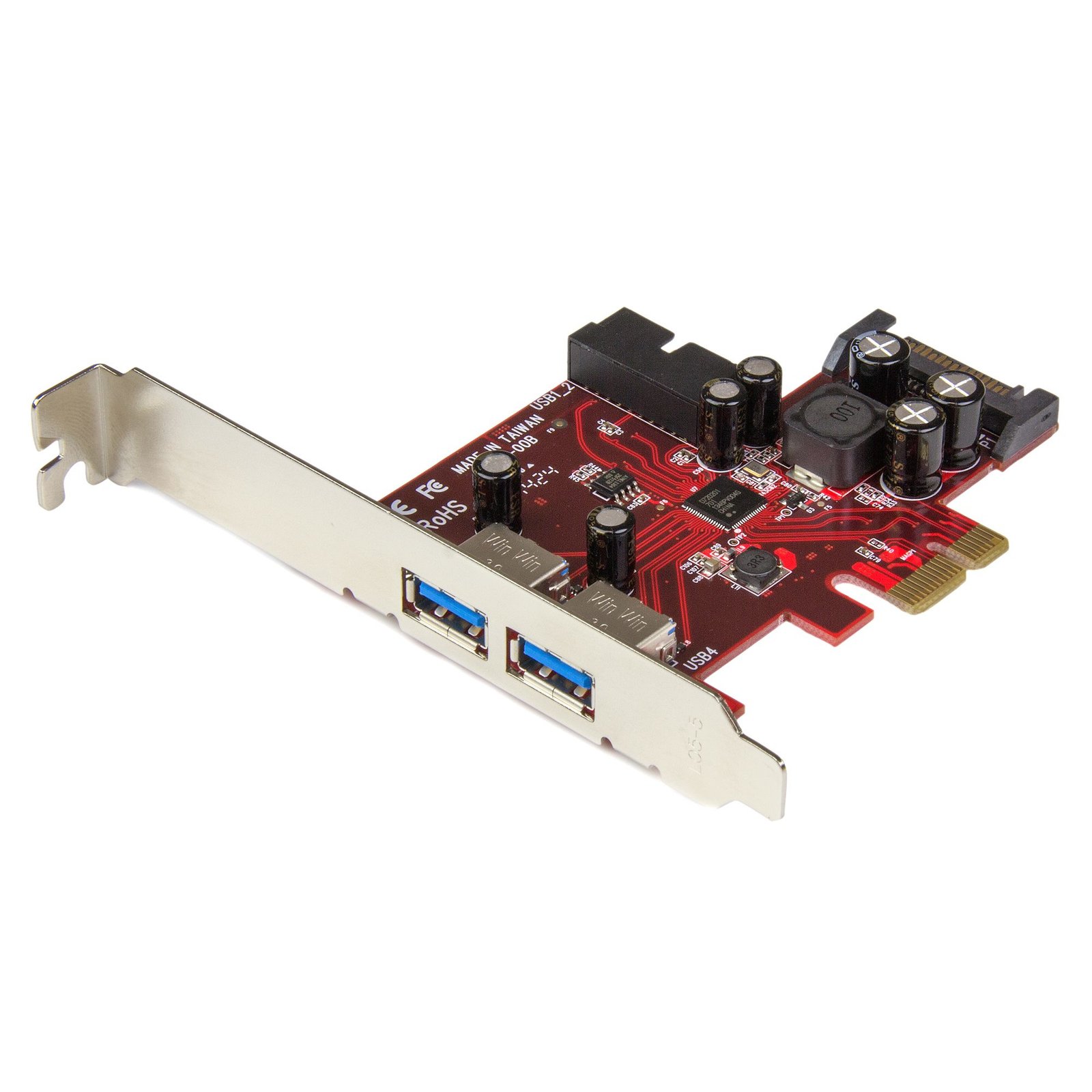 StarTech.com 4 Port PCI Express USB 3.0 Card - 5Gbps - 2 External & Internal - SATA Power - UASP PEXUSB3S2EI