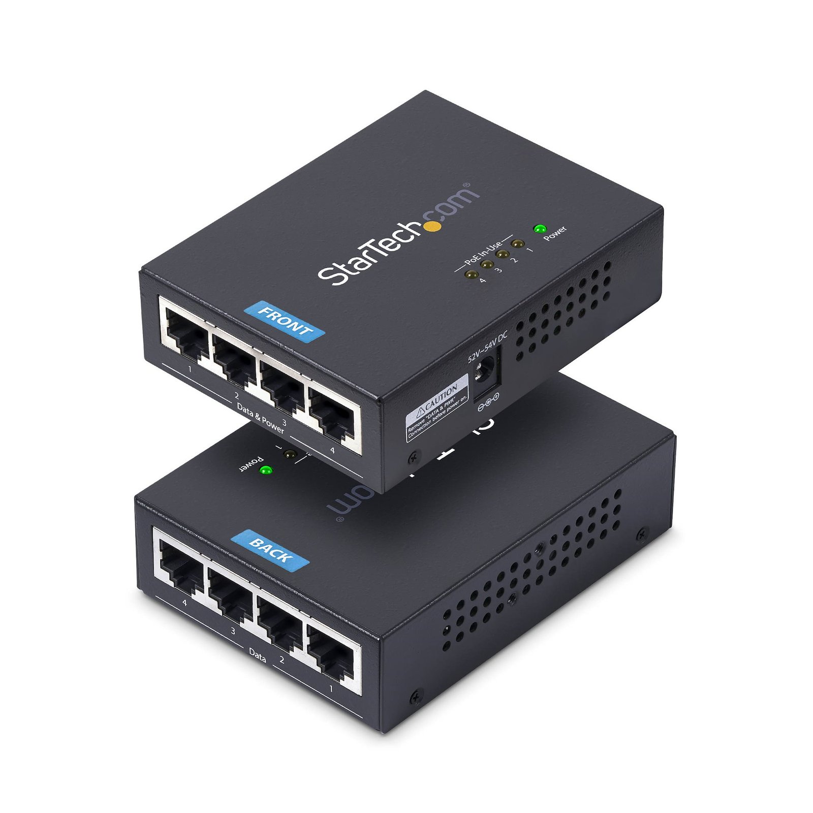 StarTech.com 4-Port Gigabit Midspan, PoE+ Injector, 802.3at and 802.3af, Wall-Mountable Power over POEINJ4G-US