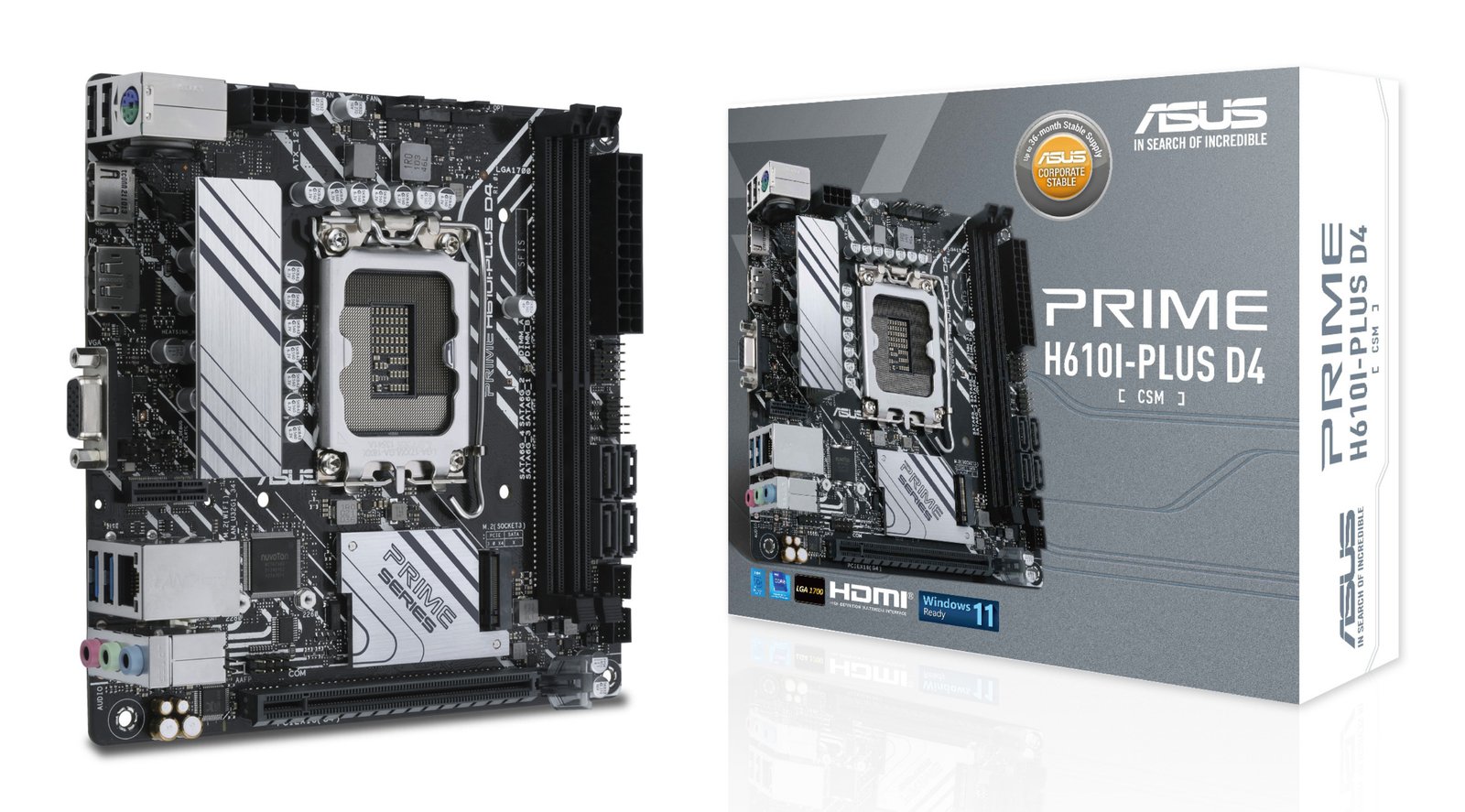 ASUS PRIME H610I-PLUS D4-CSM Intel H610 LGA 1700 mini ITX PRIMEH610I-PLUSD4-CSM