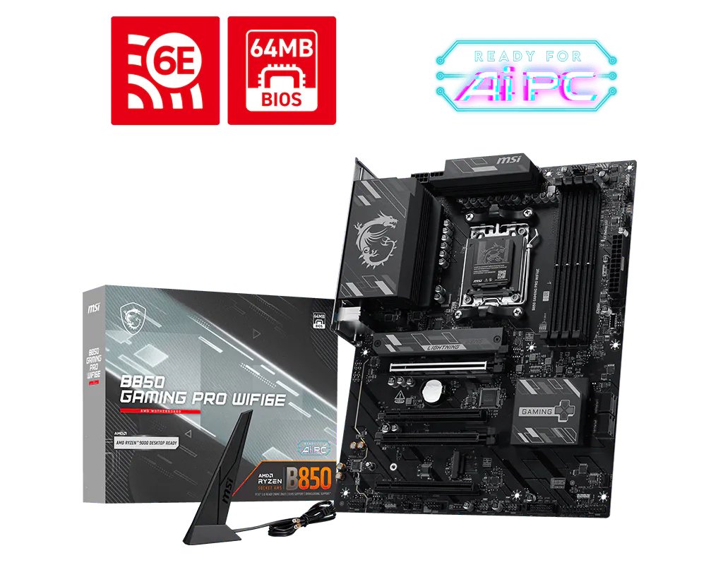 MSI B850 GAMING PRO WIFI6E motherboard AMD Socket AM5 ATX PROB850GAMWIFI6E
