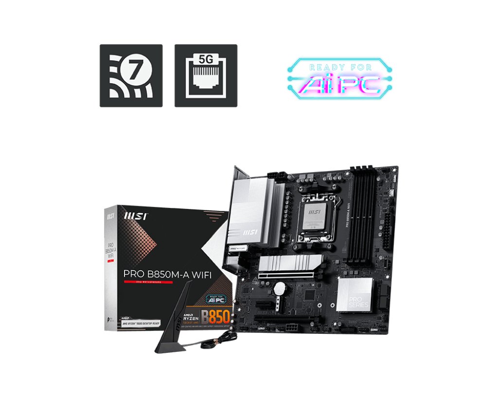 MSI PRO B850M-A WIFI motherboard AMD B850 Socket AM5 micro ATX PROB850MAWIFI