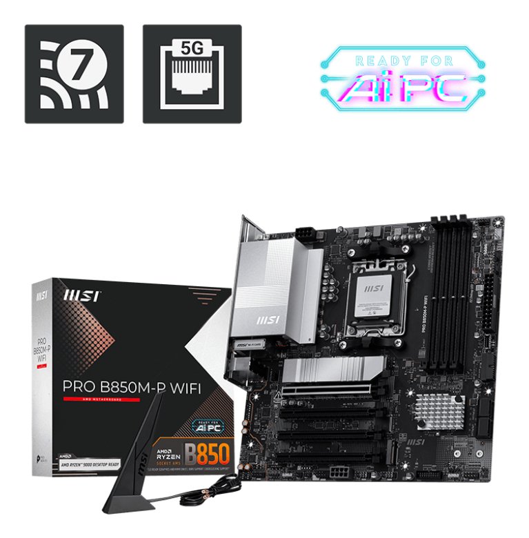 MSI PRO B850M-P WIFI motherboard AMD B850 Socket AM5 micro ATX PROB850MPWIFI