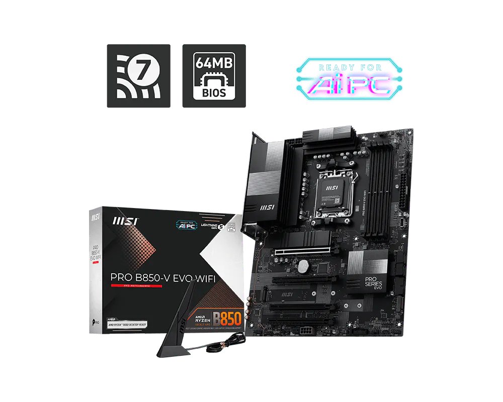 MSI PRO B850-V EVO WIFI motherboard AMD B850 Socket AM5 ATX PROB850VEVOWIFI