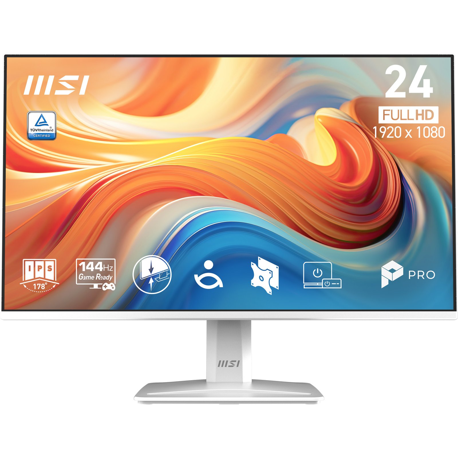 MSI Pro MP243W E14 computer monitor 60.5 cm (23.8") 1920 x 1080 pixels Full HD LCD White PROMP243WE14