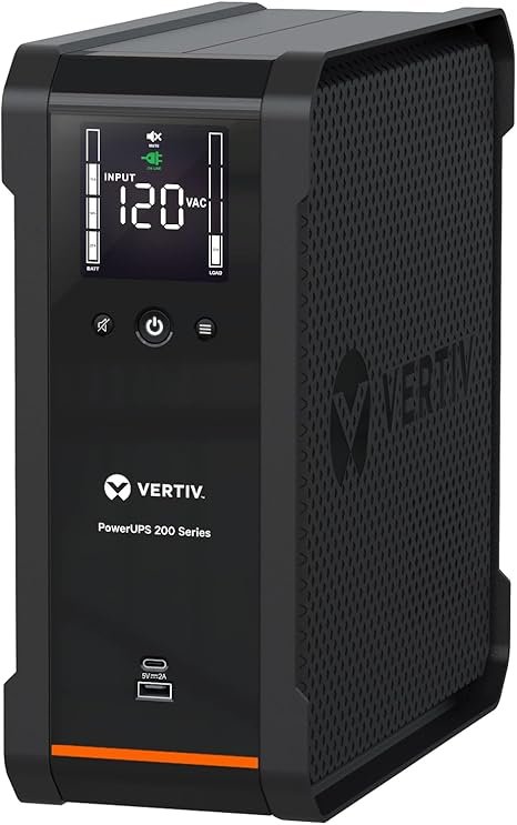 Vertiv PowerUPS 200 Line Interactive PSA6-1000LVT, 1000VA/625W, AVR, USB Charging, Color LCD,