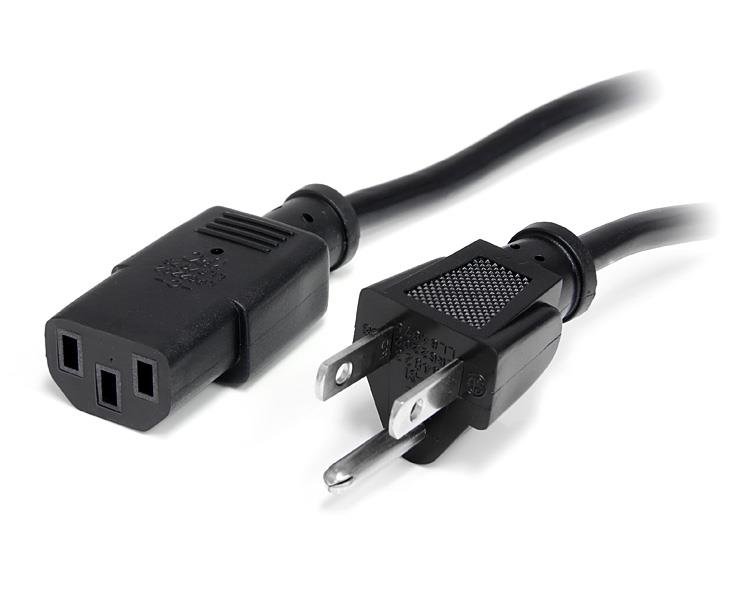 StarTech.com 15ft (4.5m) Computer Power Cord, NEMA 5-15P to C13, 10A 125V, 18AWG, Black Replacement PXT10115