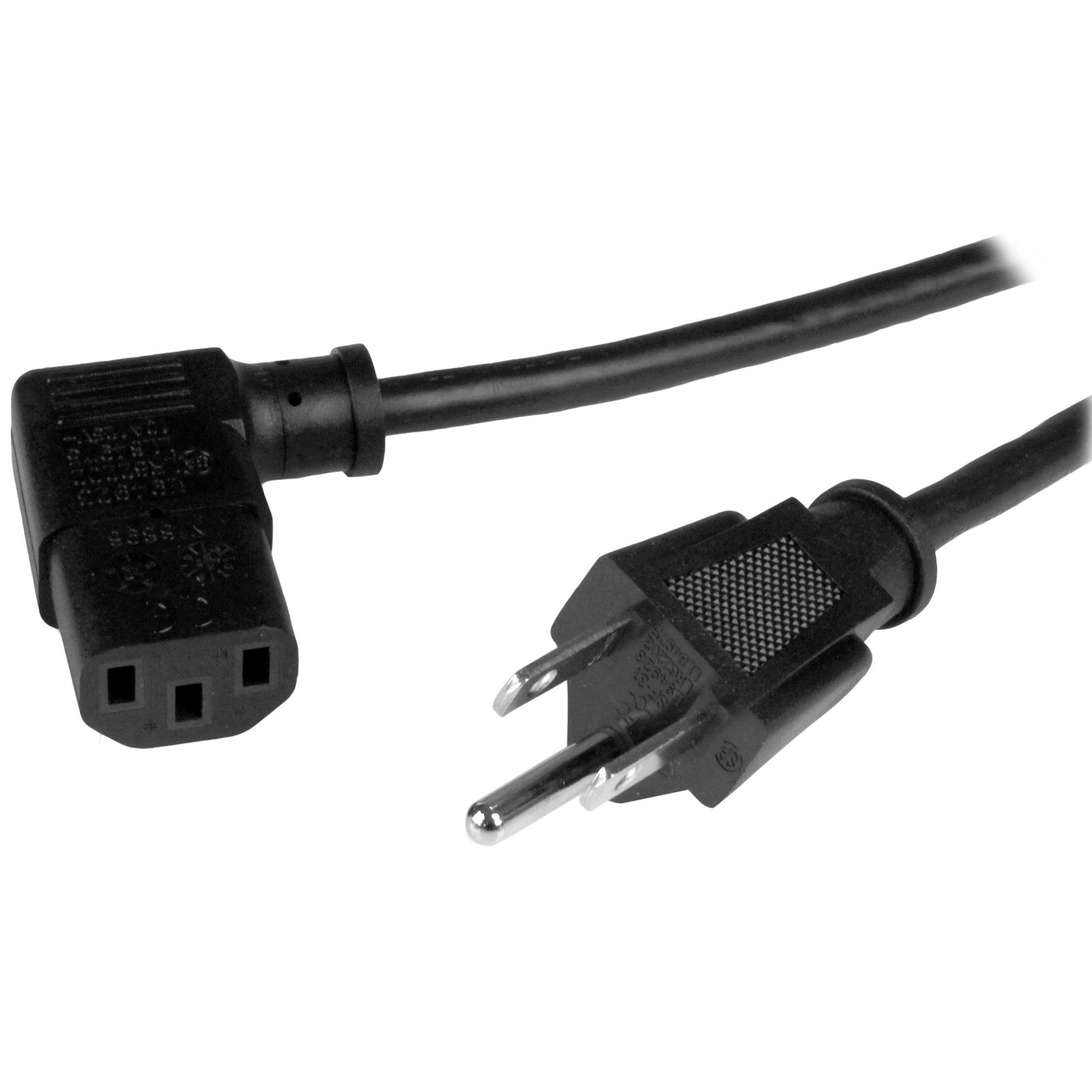 StarTech.com 3ft (1m) Computer Power Cord, NEMA 5-15P to Right Angle C13, 10A 125V, 18AWG, Black PXT101L3