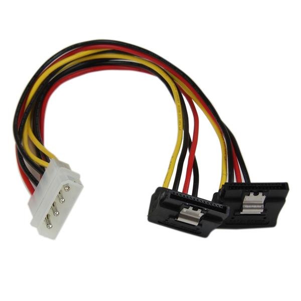 StarTech.com 12in LP4 to 2x Right Angle Latching SATA Power Y Cable Splitter - 4 Pin Dual PYO2LP4LSATR