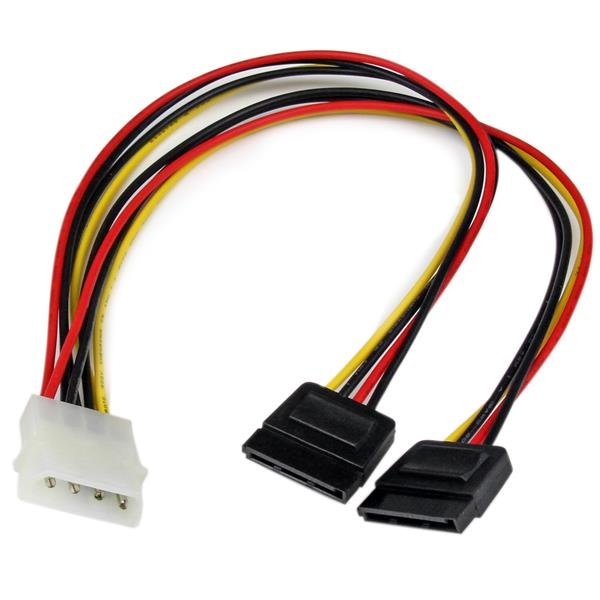 StarTech.com 12in LP4 to 2x SATA Power Y Cable Adapter PYO2LP4SATA