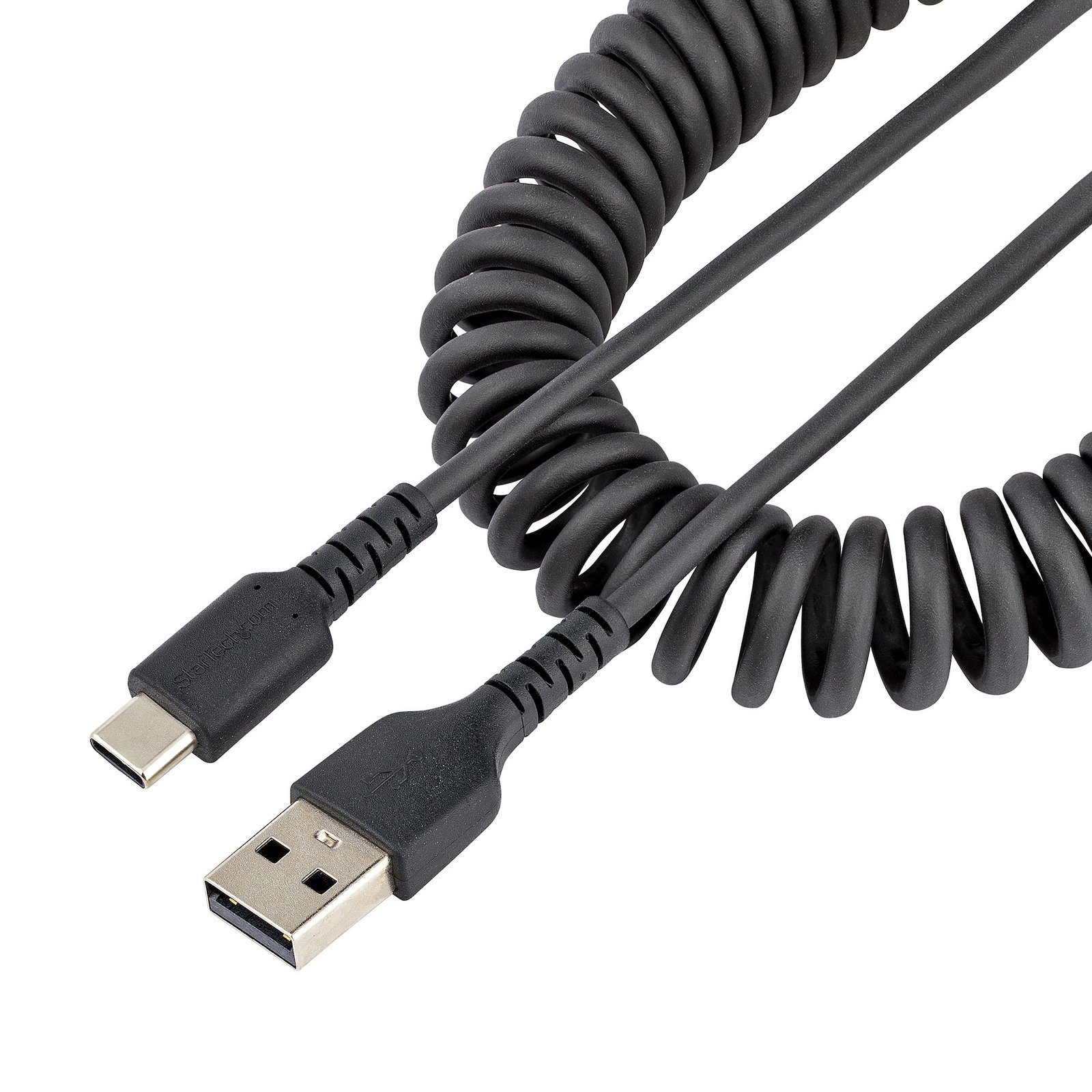 StarTech.com 1.6ft (50cm) USB-A to USB-C Fast Charging Cable, Rugged, Coiled, Charge & Sync, 3A, R2ACC-50C-USB-CABLE