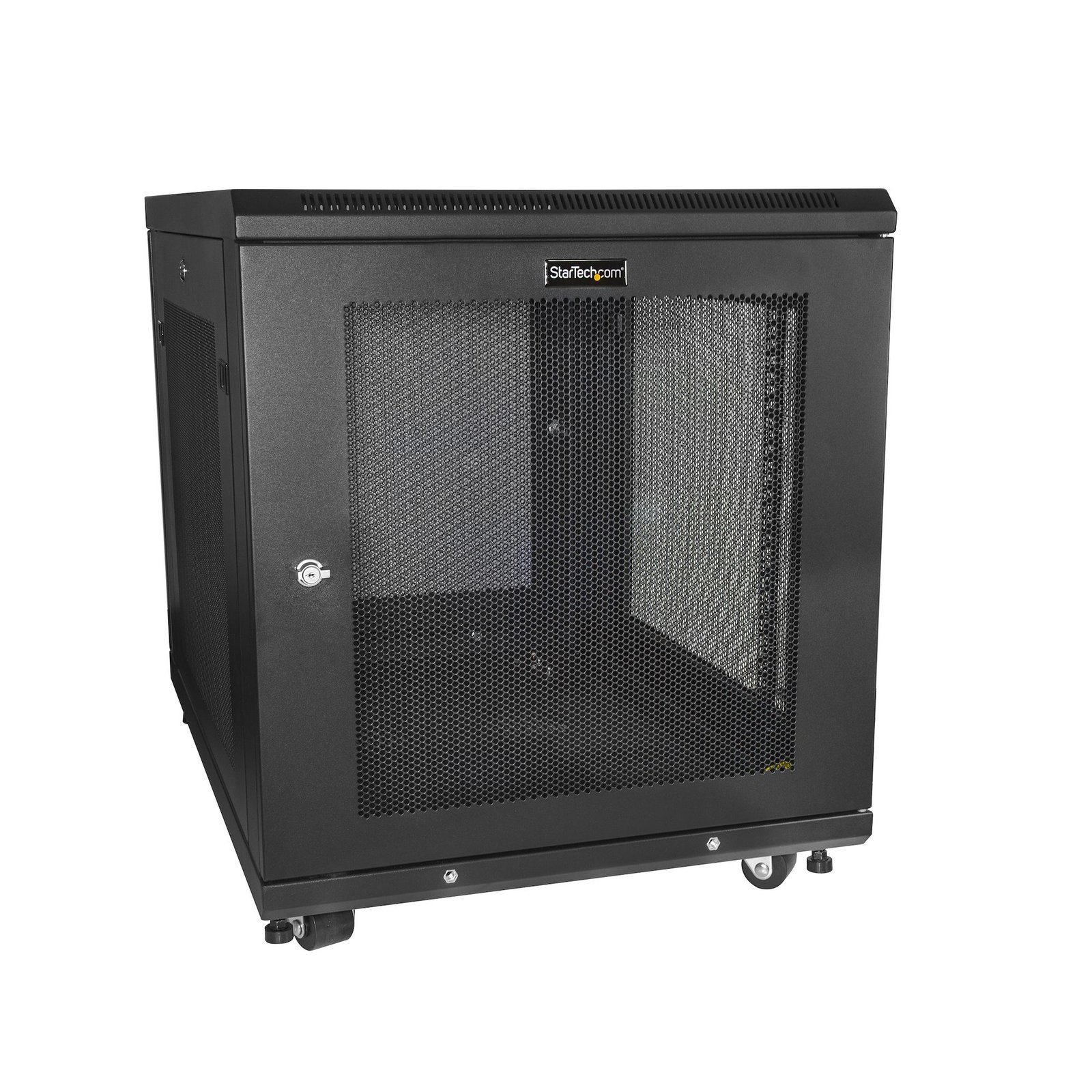 StarTech.com 12U Enterprise-Grade Server Rack Cabinet Kit, 19in Enclosed 4-Post with Shelf and RK1233BKM