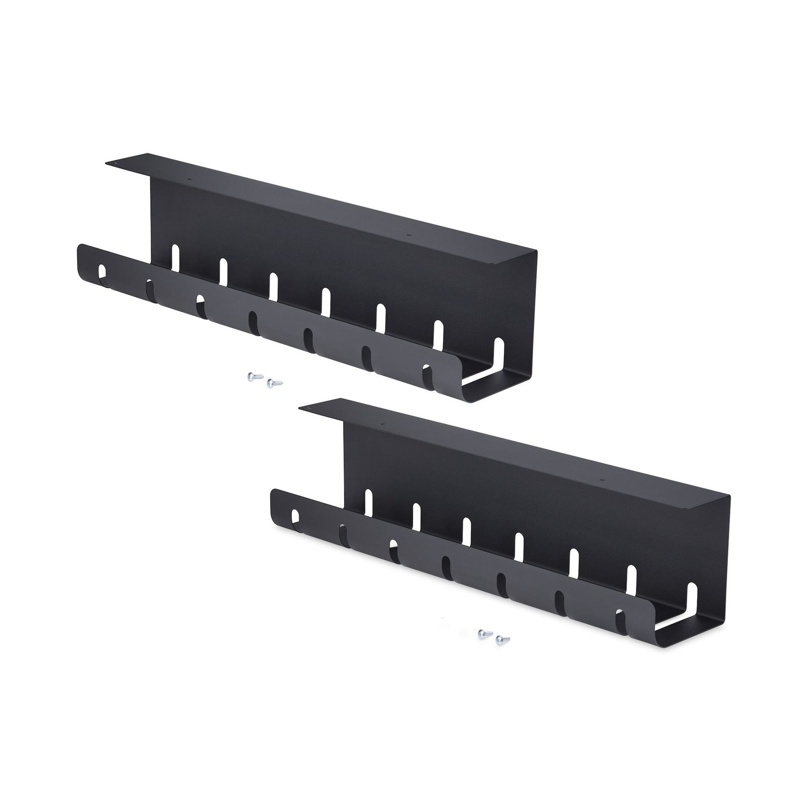 StarTech.com 2-Pack Under Desk Cable Management Tray, 42" Long (21" Per Metal Slotted Style S2MB-DESK-CABLE-TRAY