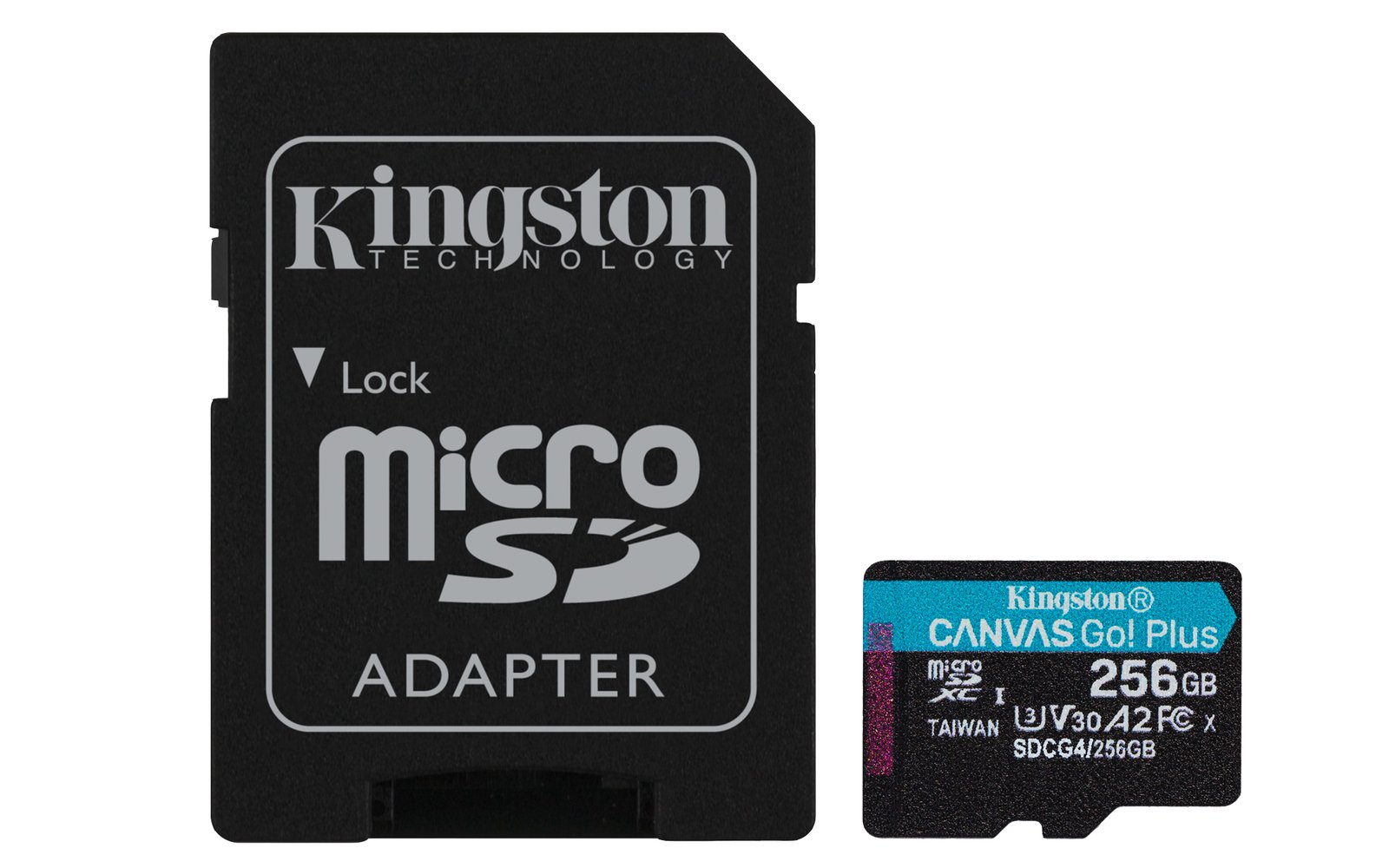 Kingston Technology 256GB microSDXC Canvas Go Plus Gen4 200MB/s A2 U3 V30 Card + Adapter SDCG4/256GB