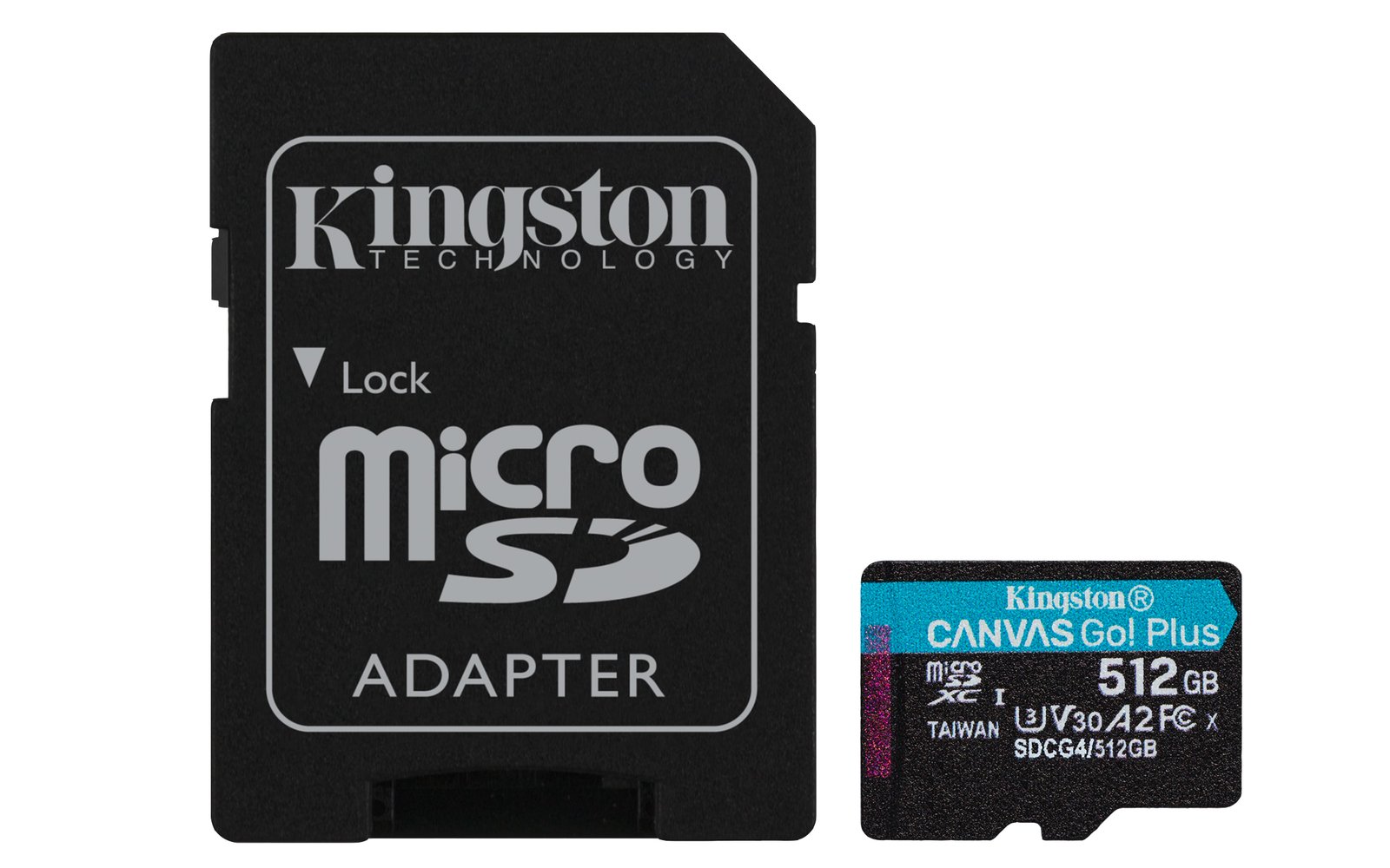 Kingston Technology 512GB microSDXC Canvas Go Plus Gen4 200MB/s A2 U3 V30 Card + Adapter SDCG4/512GB