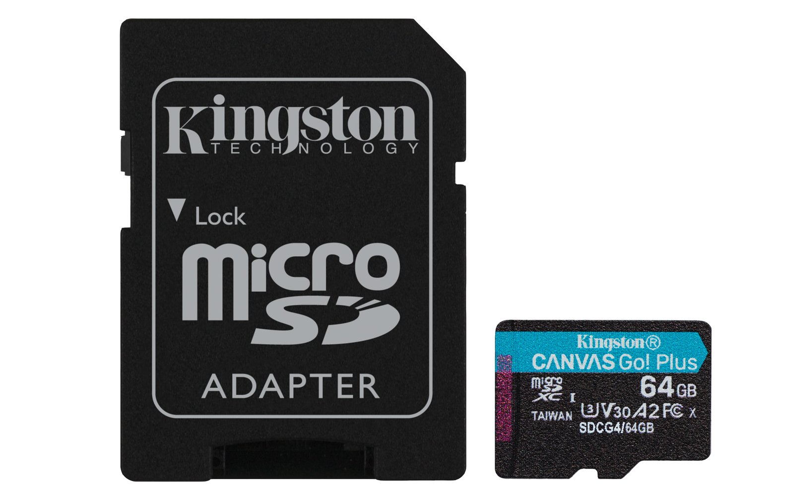 Kingston Technology 64GB microSDXC Canvas Go Plus Gen4 200MB/s A2 U3 V30 Card + Adapter SDCG4/64GB