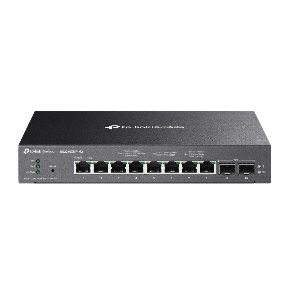 TP-Link Omada 8-Port 2.5GBASE-T and 2-Port 10GE SFP+ Smart Switch with PoE+ SG2210XMP-M2