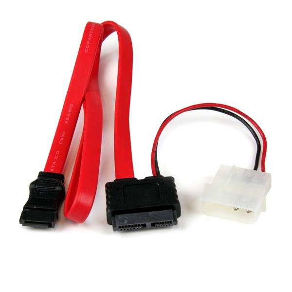 StarTech.com 20in Slimline SATA to with LP4 Power Cable Adapter SLSATAF20