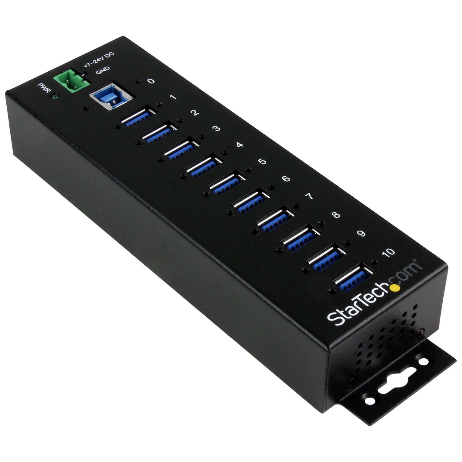 StarTech.com 10-Port USB 3.0 Hub - 5Gbps - Metal Industrial USB-A with ESD & Surge Protection - Din ST1030USBM