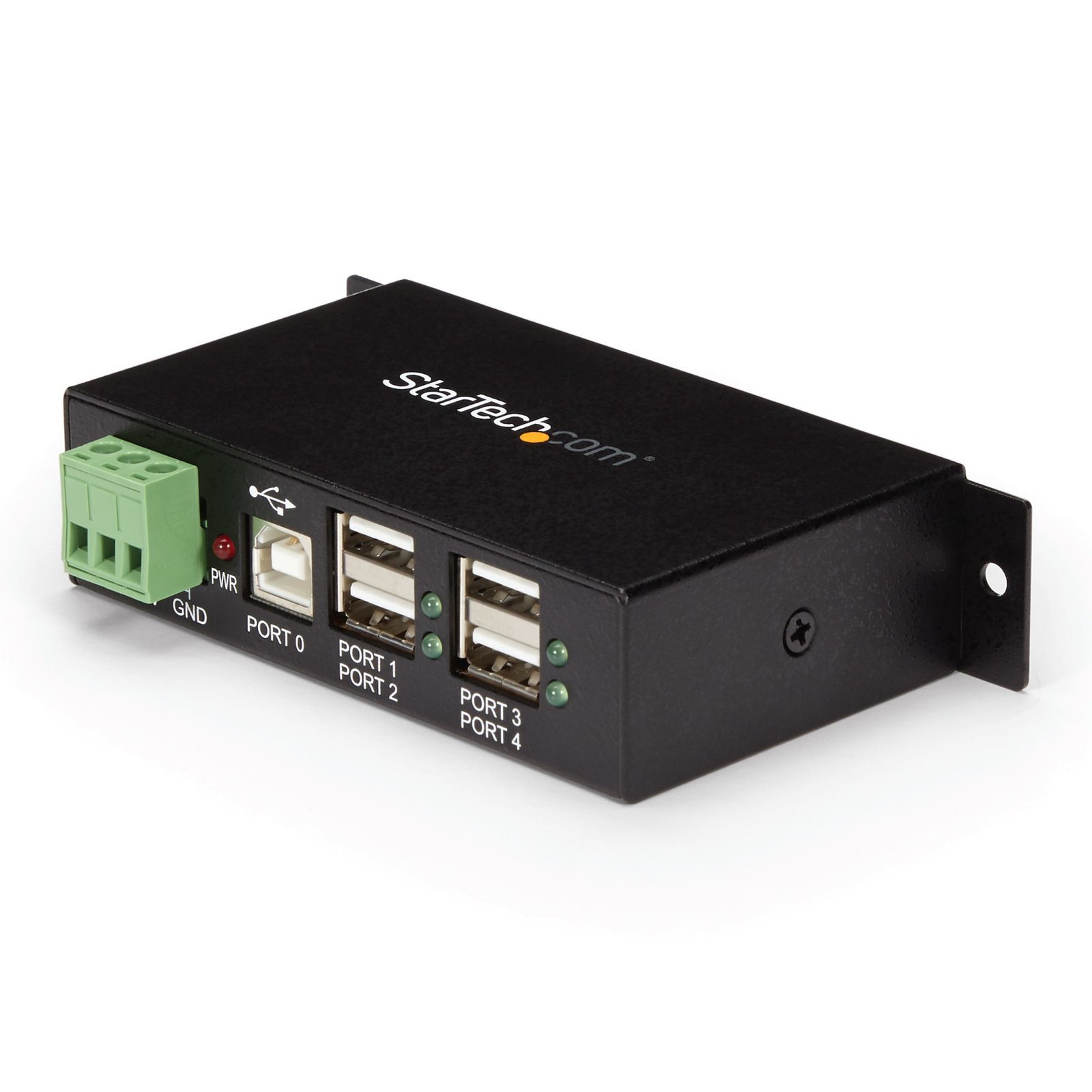StarTech.com 4-Port USB 2.0 Hub - Metal Industrial USB-A - Din Rail, Wall or Desk Mountable Data - ST4200USBM