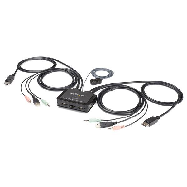 StarTech.com 2 Port DisplayPort KVM Switch - 4K 60Hz - Compact Dual UHD DP 1.2 USB Desktop with 4ft SV211DPUA4K