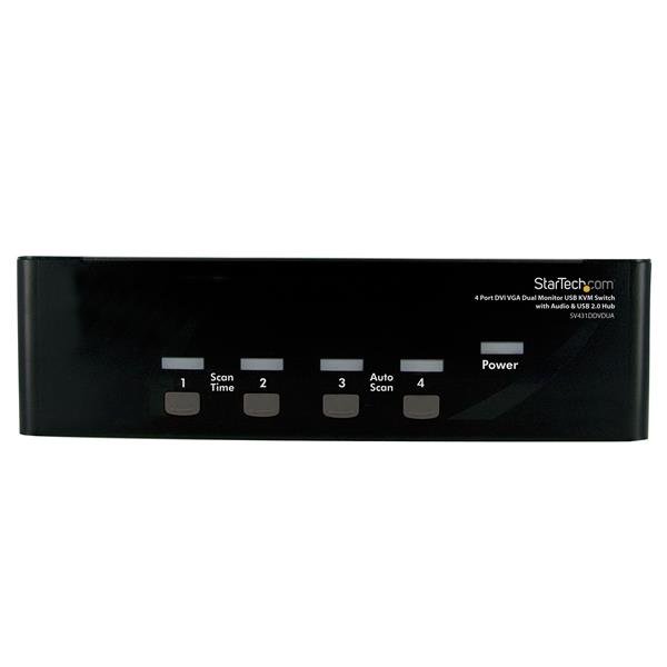 StarTech.com 4 Port DVI VGA Dual Monitor KVM Switch USB with Audio & 2.0 Hub - TAA SV431DDVDUA