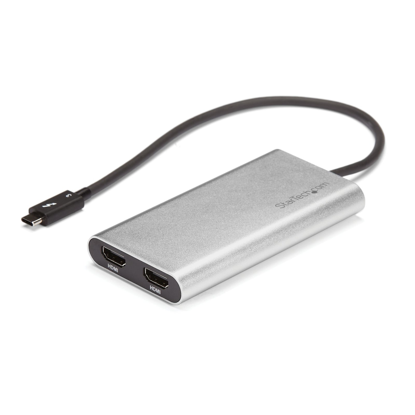 StarTech.com Thunderbolt to Dual HDMI 2.0 Adapter, 4K 60Hz Converter, 2x Monitor Video Display TB32HD24K60