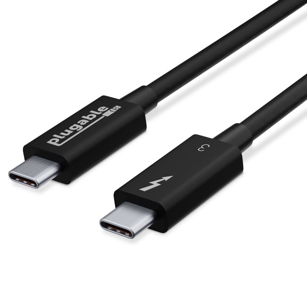 Plugable Technologies Thunderbolt 3 Cable 40Gbps Supports 100W (20V, 5A) Charging, 2.6ft / 80cm TBT3-40G80CM