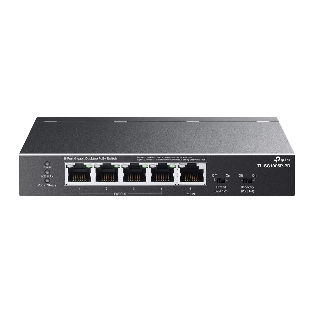 TP-Link TL-SG1005P-PD network switch Gigabit Ethernet (10/100/1000) Power over (PoE) Black