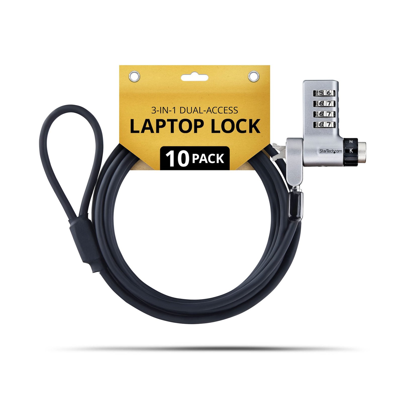 StarTech.com 10-Pack 3-in-1 Dual-Access Laptop Lock, 6.6ft (2m) Keyed Alike/Combination Security UDUOKA10-LAPTOP-LOCK