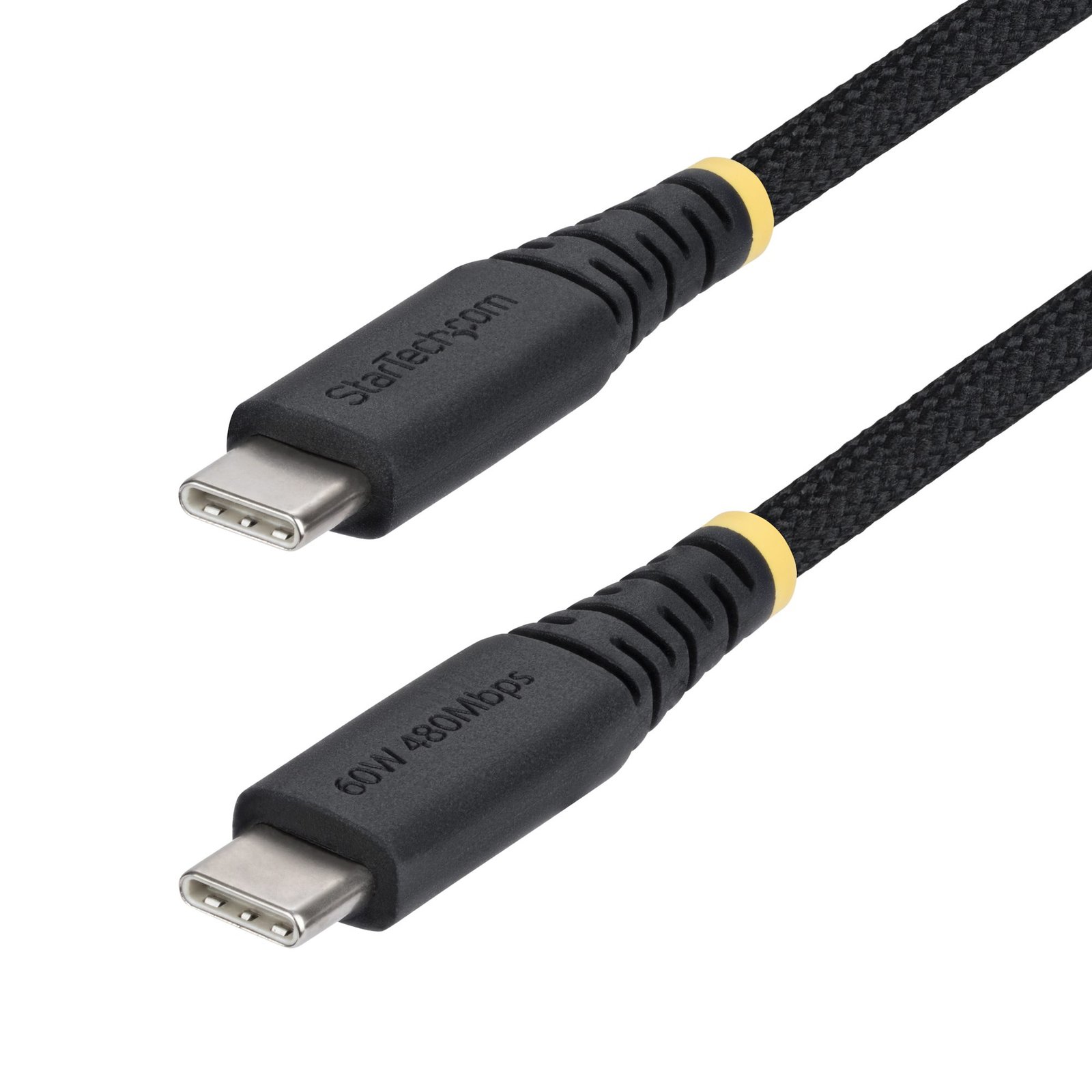 StarTech.com 6ft (1.8m) USB-C Charging Cable, 60W (3A) PD, Dual-Layer Braided Nylon/TPE Jacket, USB2CC6FNCBR