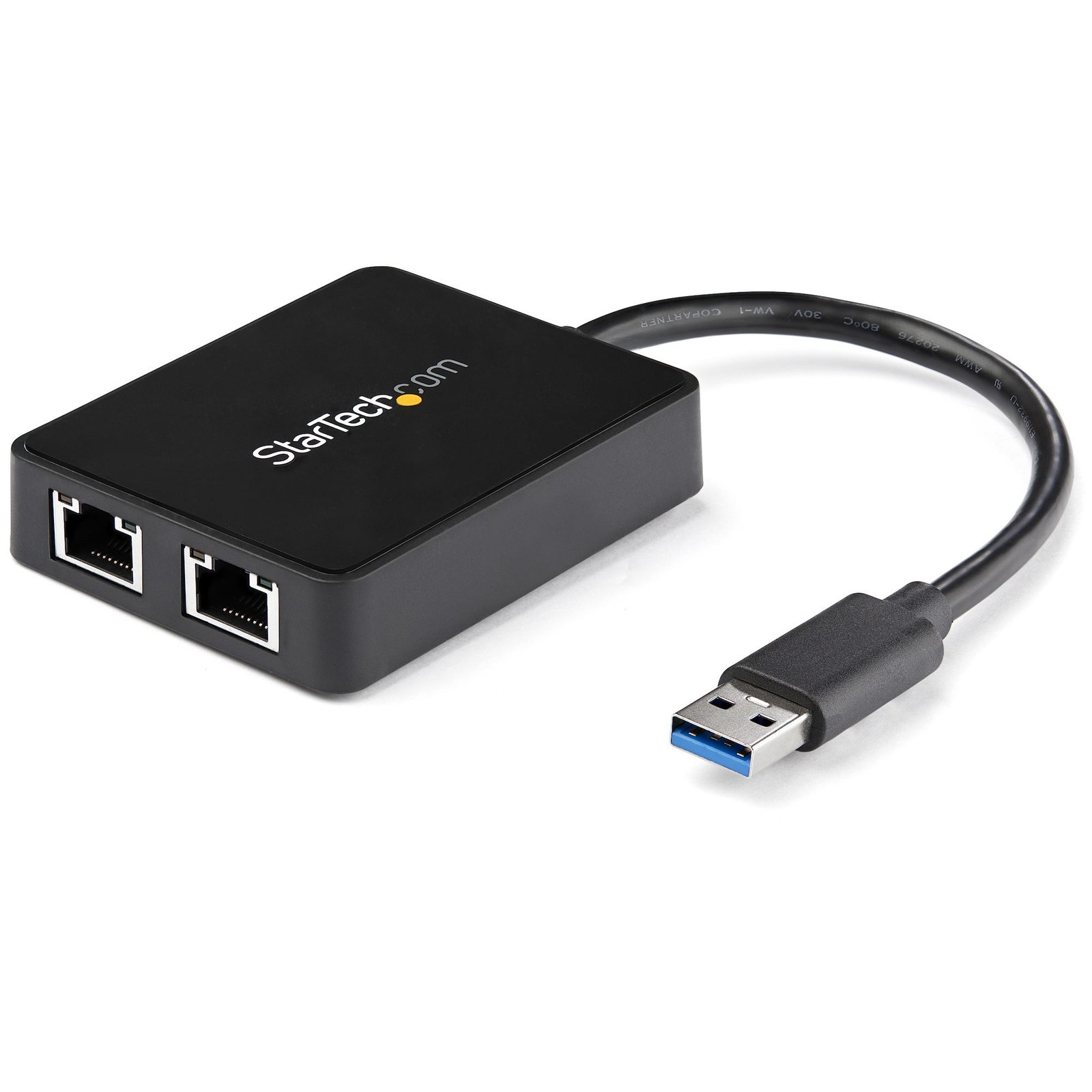 StarTech.com USB 3.0 to Dual Port Gigabit Ethernet Adapter w/ 10/100/1000 Mbps, LAN Network NIC USB32000SPT