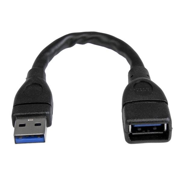 StarTech.com USB 3.0 (5Gbps) A-to-A Extension Cable - M/F - 6 in, Black USB3EXT6INBK