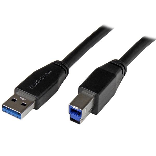 StarTech.com 5m (16ft) Active USB 3.0 (5Gbps) USB-A to USB-B Cable - M/M USB3SAB5M