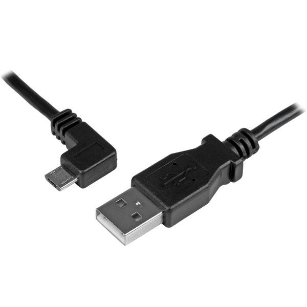StarTech.com Micro-USB Charge-and-Sync Cable M/M - Left-Angle - 30/24 AWG - 1 m (3 ft.) USBAUB1MLA