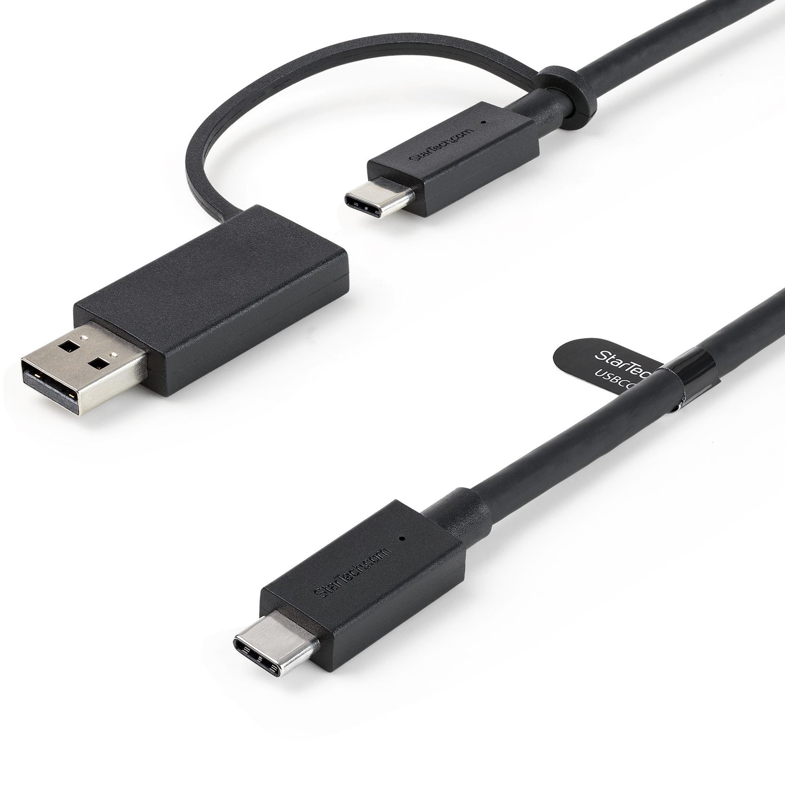 StarTech.com 3.3ft (1m) USB-C Cable with USB-A Adapter Dongle, USB 10Gbps/5Gbps, 100W (5A) PD, 8K USBCCADP