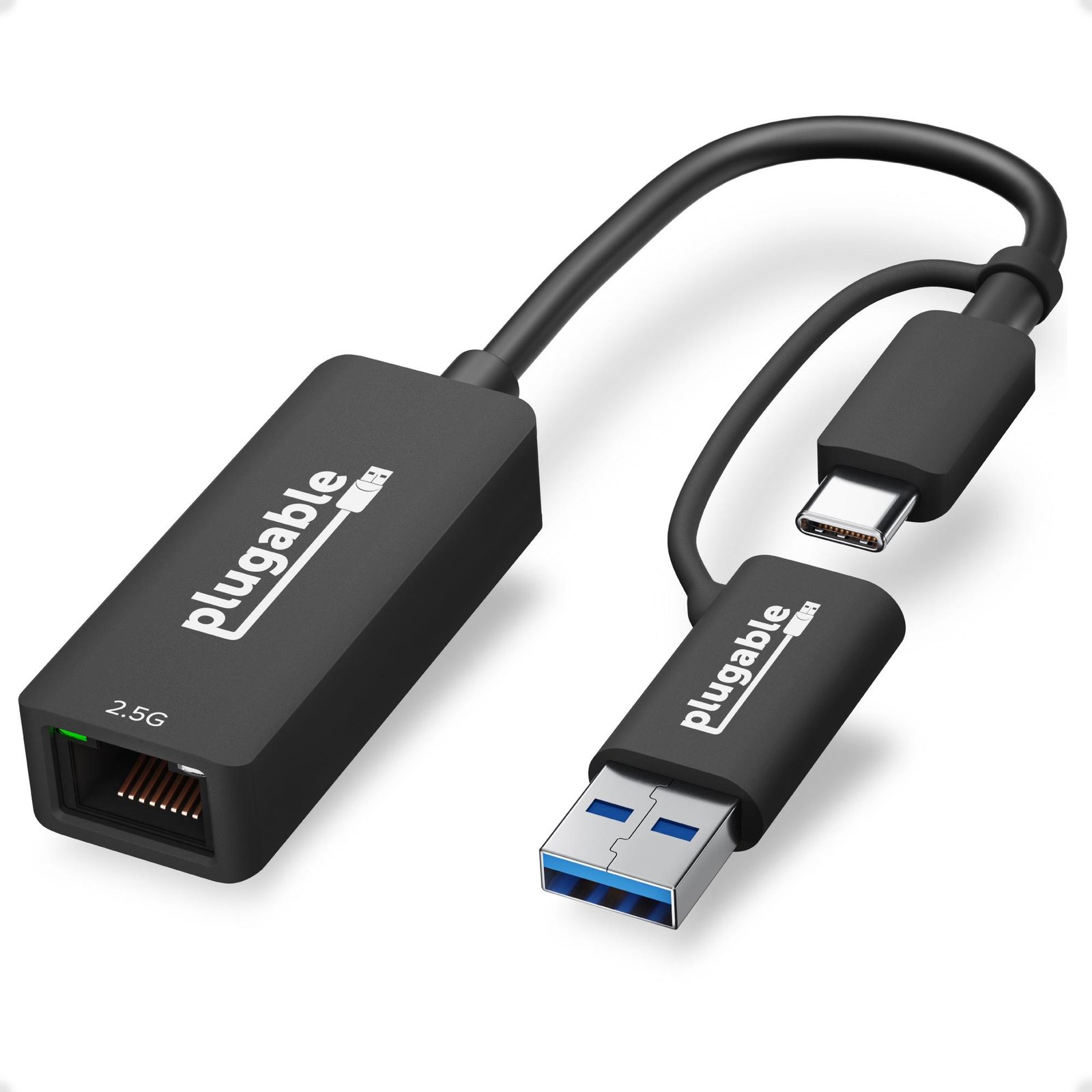 Plugable Technologies 2.5G USB C and to Ethernet Adapter, 2-in-1 Compatible with USB-C Thunderbolt USBC-E2500