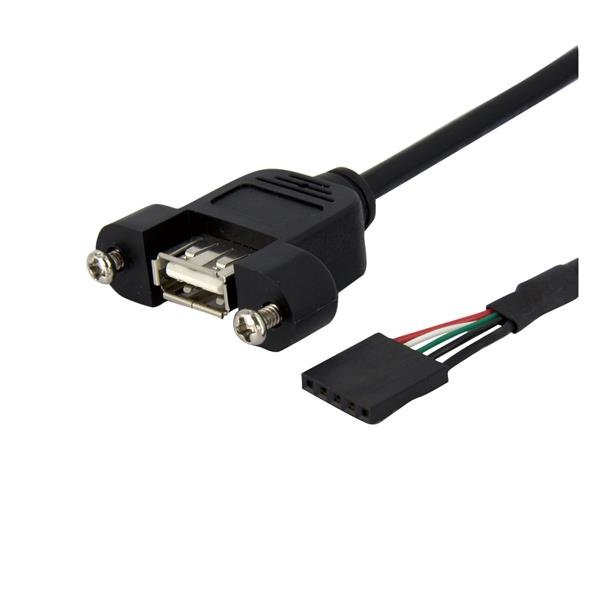 StarTech.com 3 ft Panel Mount USB Cable - A to Motherboard Header F/F USBPNLAFHD3