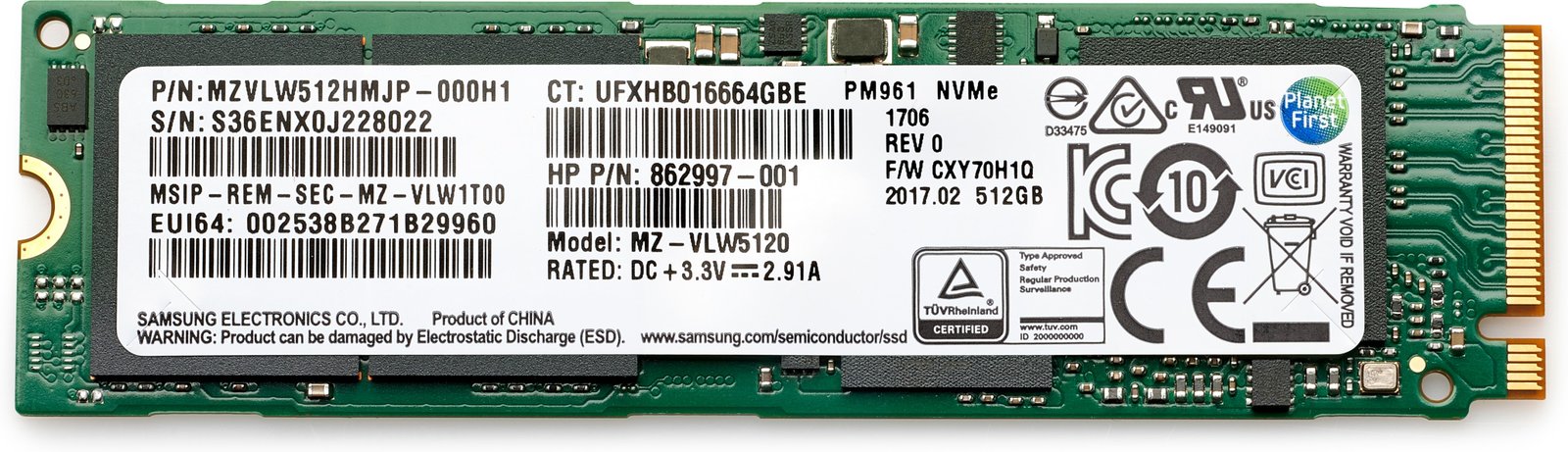 HP 512GB PCIe 4x4 NVMe TLC SSD 406L8AA