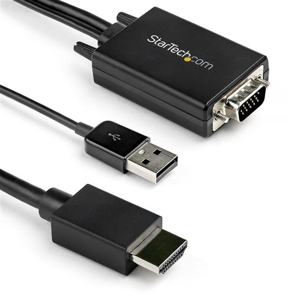 StarTech.com 2m VGA to HDMI Converter Cable with USB Audio Support & Power - Analog Digital Video VGA2HDMM2M