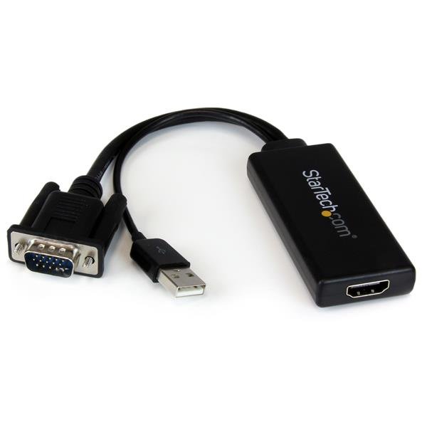 StarTech.com VGA to HDMI Adapter with USB Audio & Power – Portable Converter – 1080p VGA2HDU