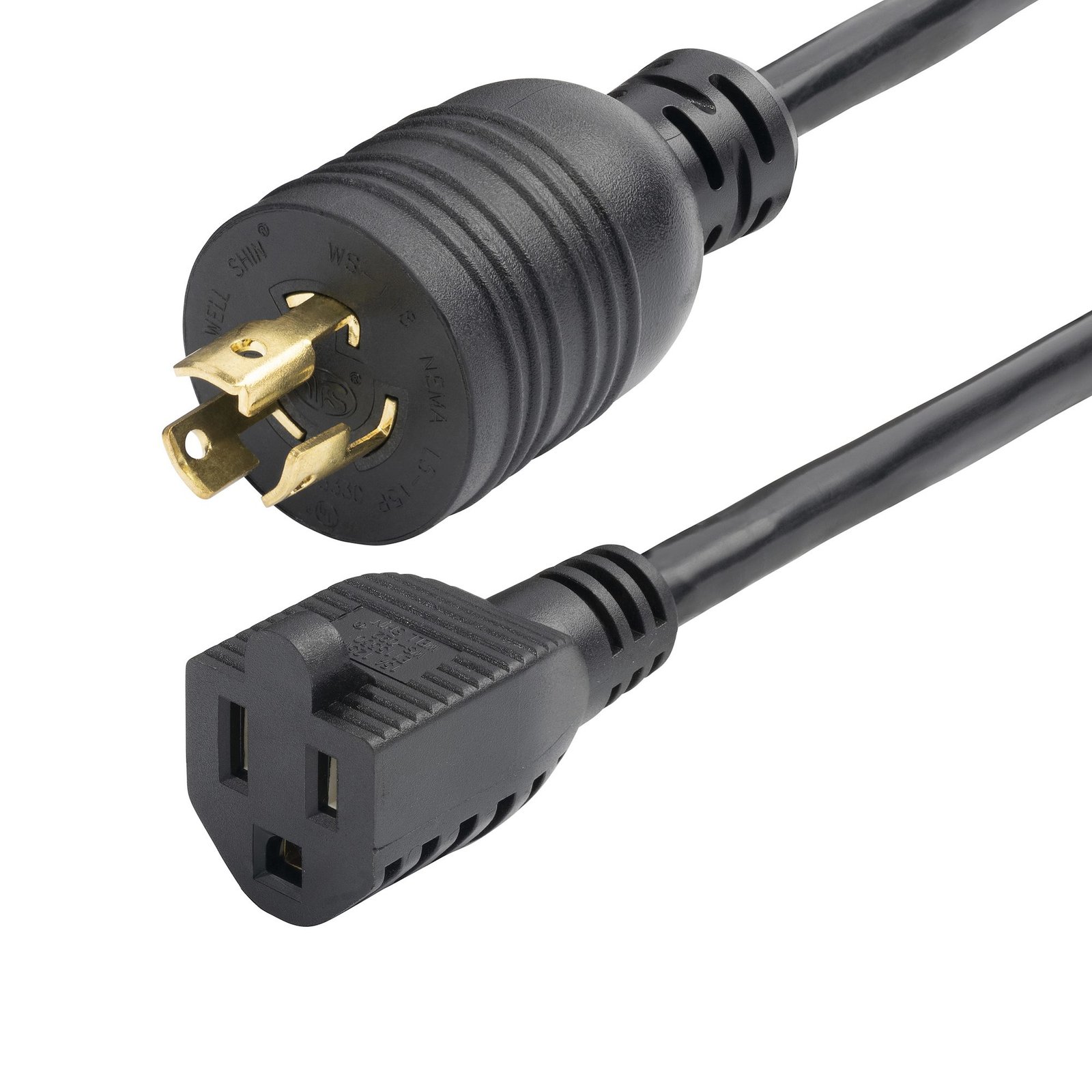 StarTech.com 1ft (30cm) Heavy Duty Power Cord, Twist-Lock NEMA L5-15P to 5-15R Black Adapter 15A W31C-4100-POWER-CORD