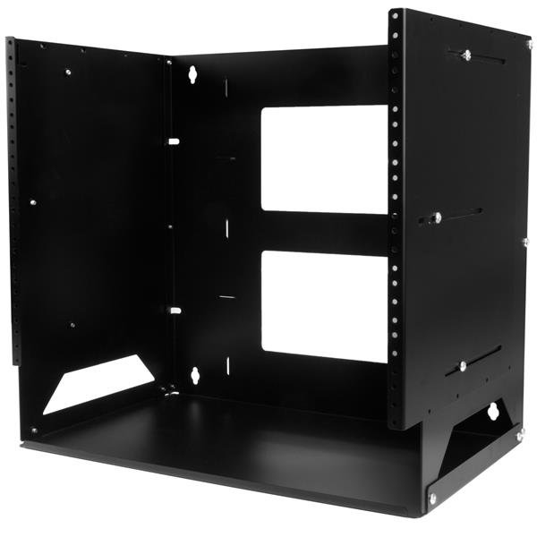StarTech.com 2-Post 8U Open Frame Wall Mount Network Rack with Built-in Shelf, Data Adjustable WALLSHELF8U