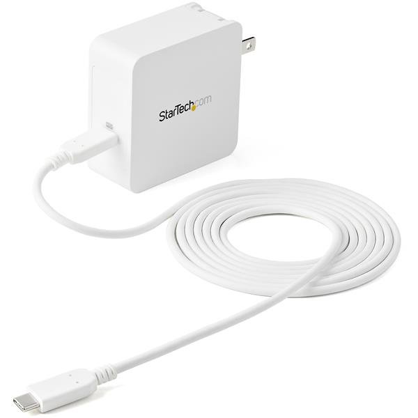 StarTech.com USB C Wall Charger - Laptop 60W PD - 6ft/2m Cable - Universal Compact Type Power WCH1C