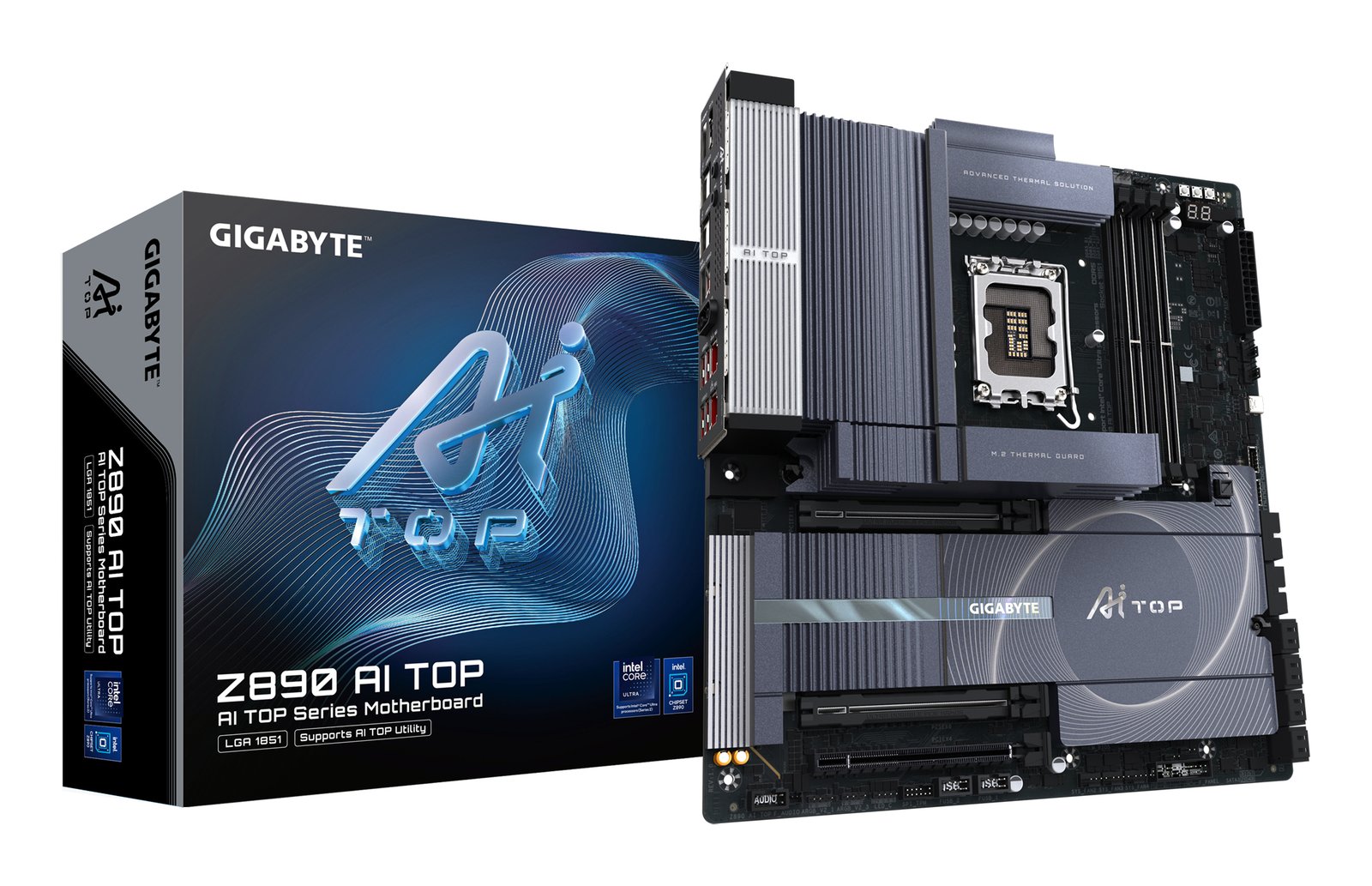 Gigabyte Technology Z890 AI TOP Motherboard - Supports Intel Core Ultra (Series 2) CPUs, 16+1+2